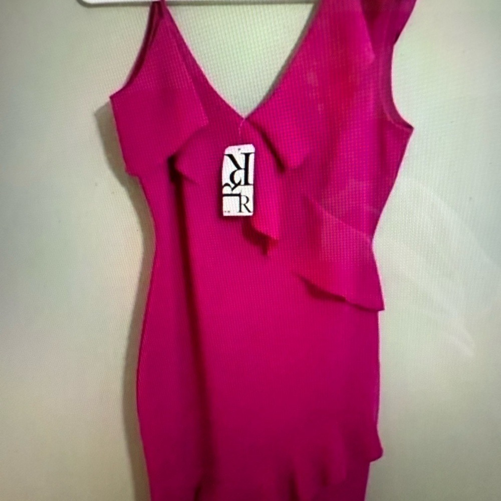 Klaxons Elegant Pink Sleeveless ruffle‎ mini dress woman 7 - Picture 2 of 9